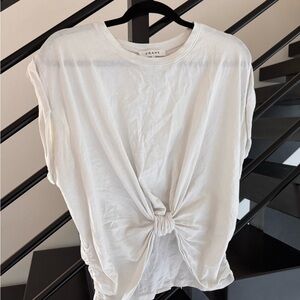 FRAME Denim The Muscle Shirred Knotted Tank